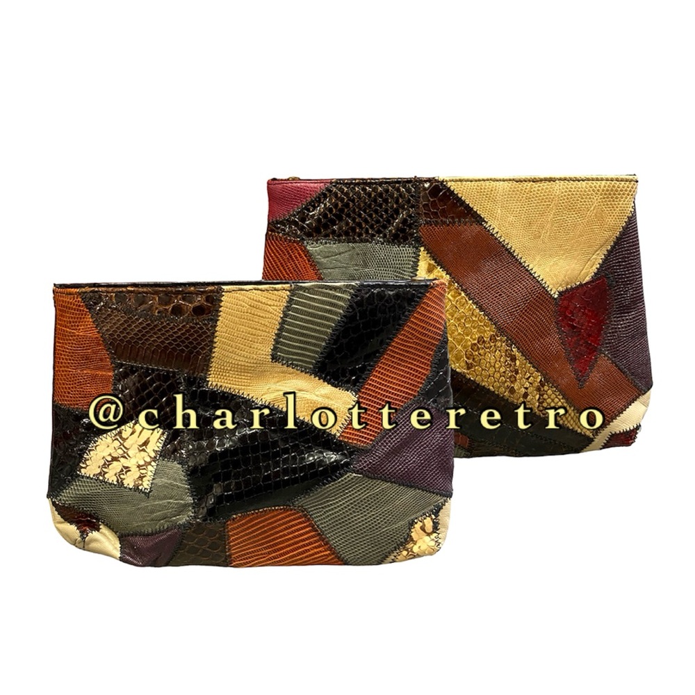 Vtg Caprice Original Patchwork Leather Clutch W C… - image 1